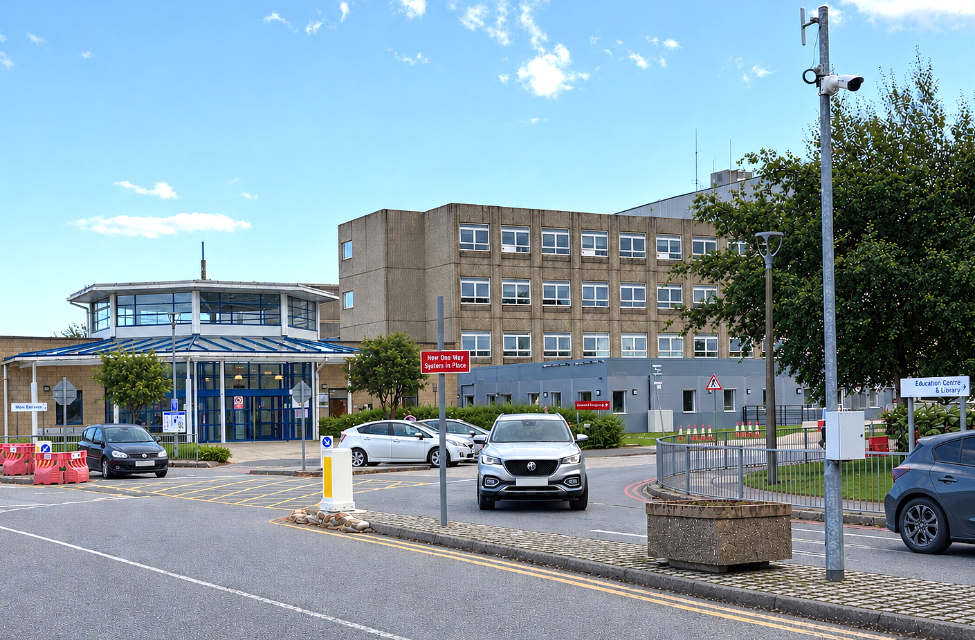 Bright Institutional Campus Entrance